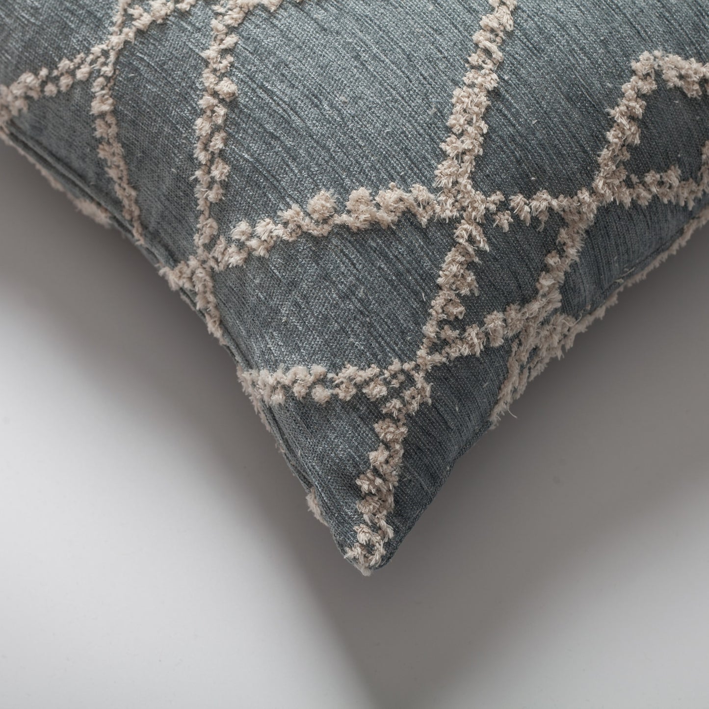 Savoy | Blue Woven Geometric Diamond Pattern Square 18''x18'' Throw Pillow Cover