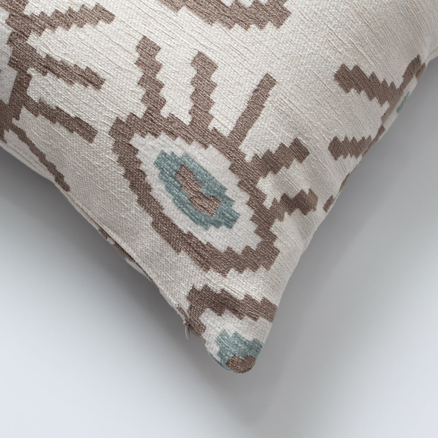 Yonobi | Neutral Beige Orange Evil Eye Ikat Square 18''x18'' Throw Pillow Cover