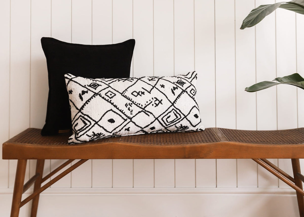 Boho moroccan paterned woven throw pillow cover 14"x28"