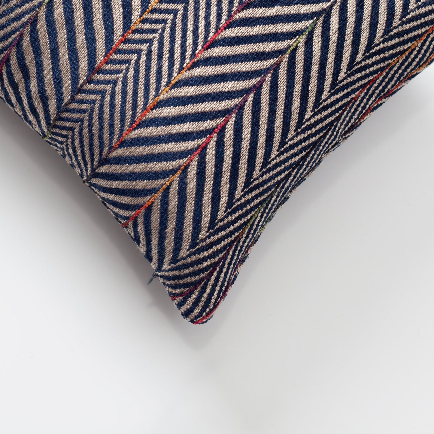 Sense | Navy Blue Textured Herringbone Stripe Lumbar 12''x20'' Throw Pillow Cover