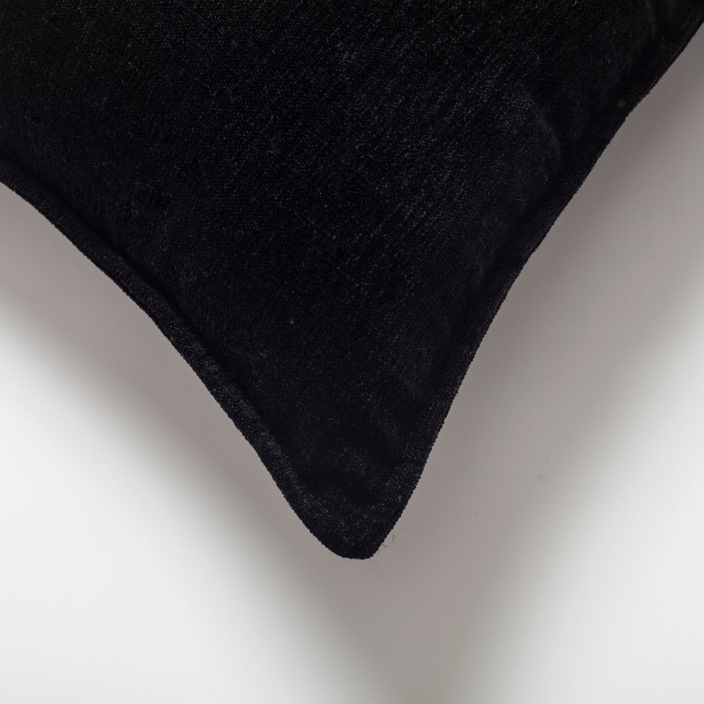 Alina | Black Solid Textured Flanged Square 20"x20" Throw Pillow Cover