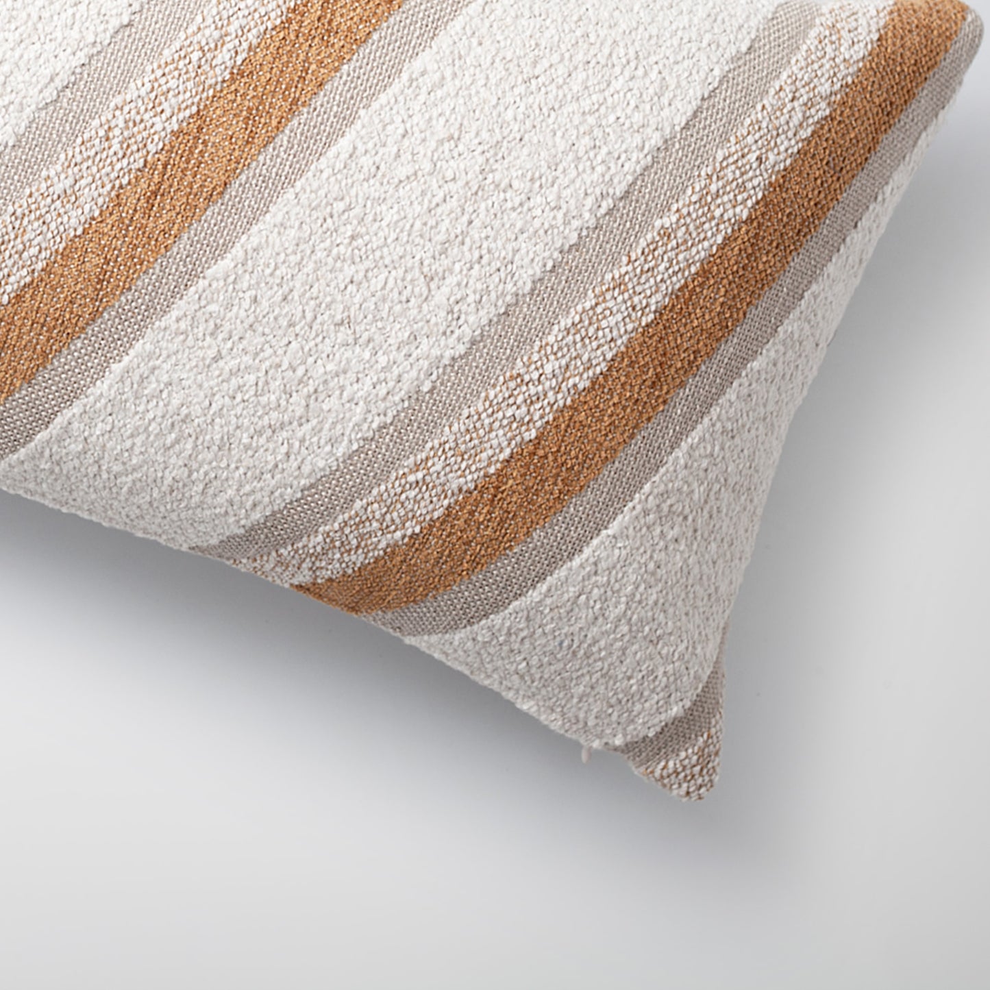 Oblique | Mustard Yellow Striped Boucle Textured Lumbar 12''x20'' Throw Pillow Cover