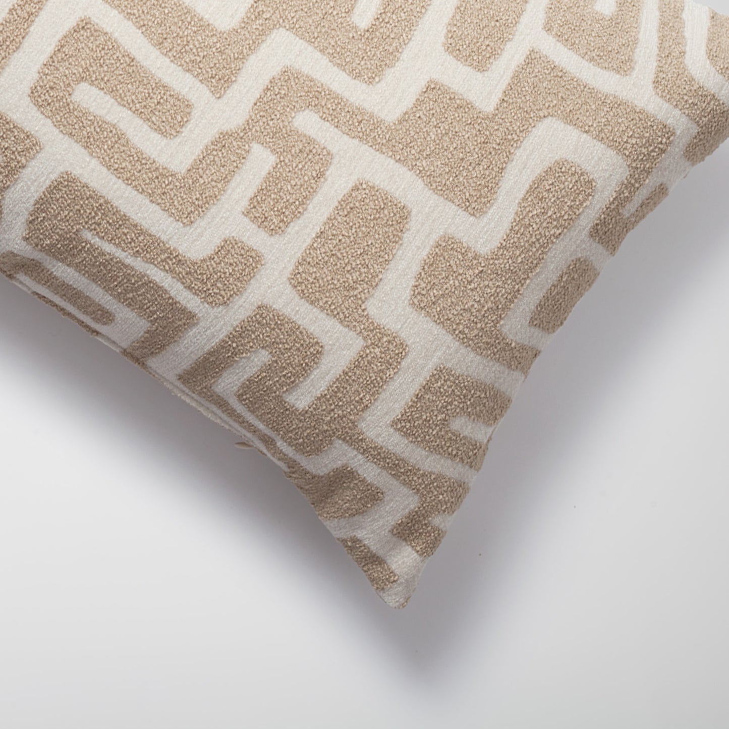 Norm | Neutral Boucle Textured Geometric Maze Long Lumbar 14"x28" Throw Pillow Cover