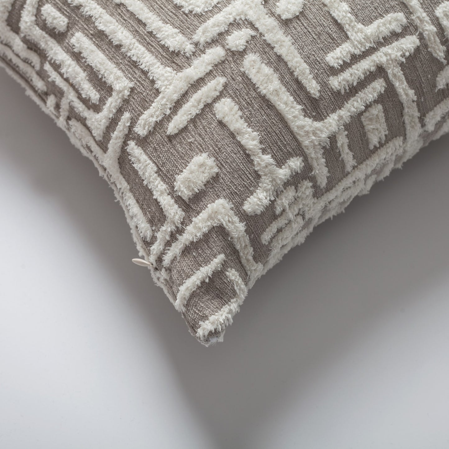 Gilda | Taupe Mid-Century Modern Geometric Textured Woven Square 18''x18'' Throw Pillow Cover