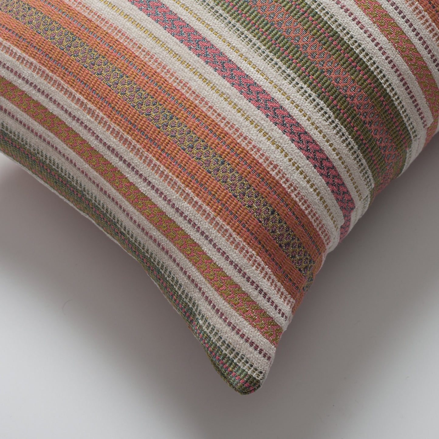 Boho | Orange Woven Striped Pattern Textured Lumbar 12"x20'' Throw Pillow Cover