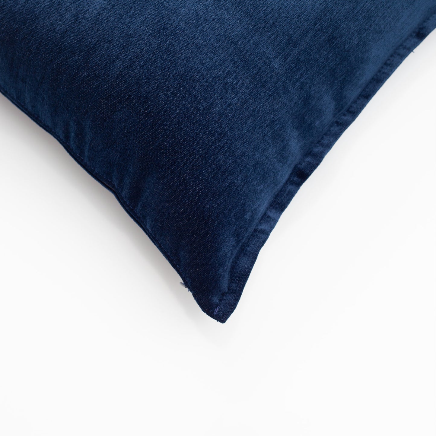 Eliza | Navy Blue Solid Textured Velvet-Look Flanged Square 20''x20'' Throw Pillow Cover