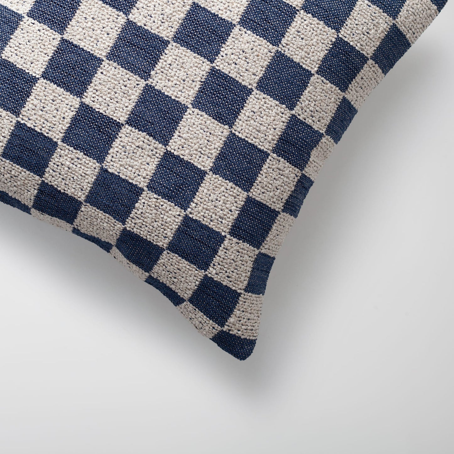 Mojo | Navy Blue Boucle Woven Checkered Square 18''x18'' Throw Pillow Cover