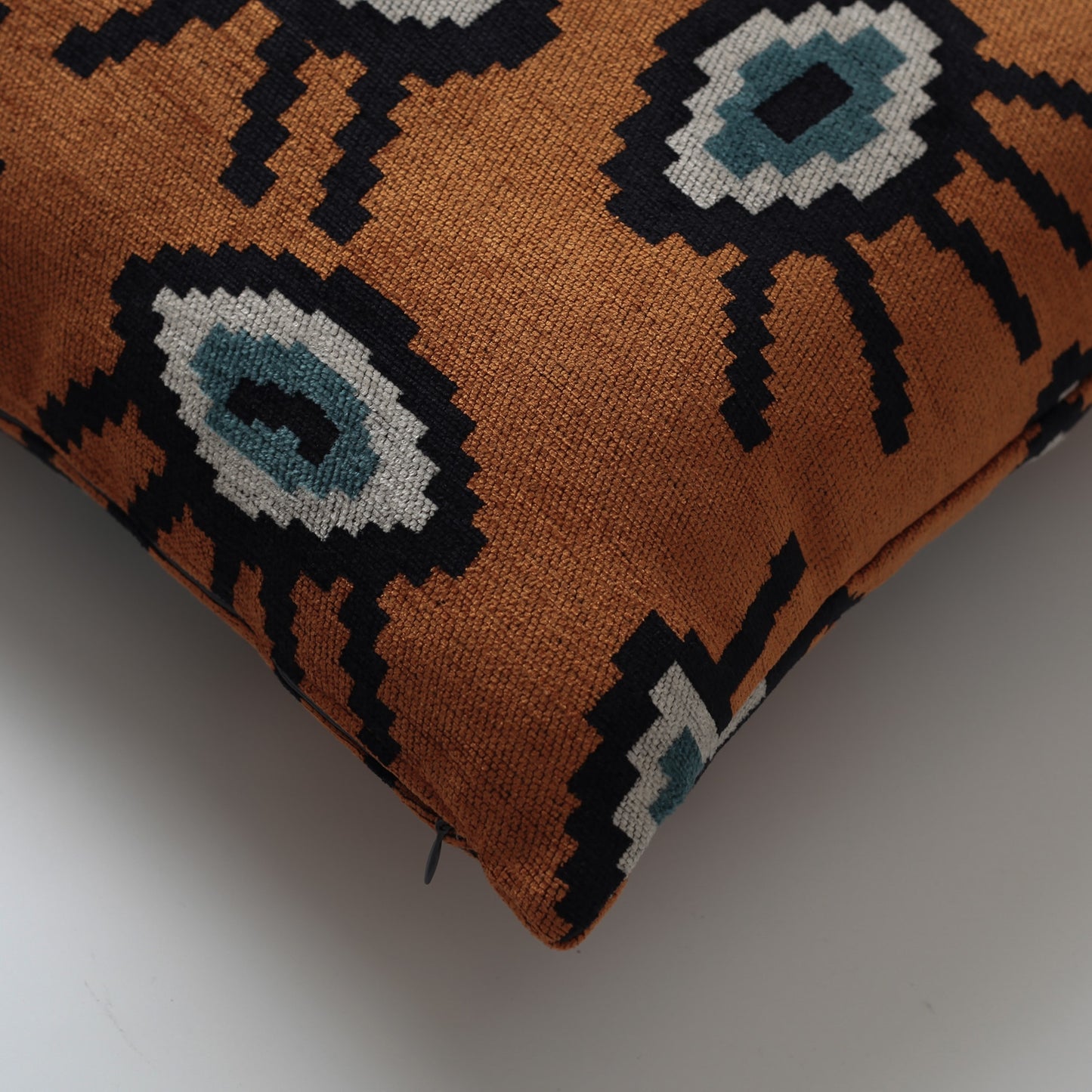 Yonobi | Burnt Orange Evil Eye Ikat Square 18''x18'' Throw Pillow Cover