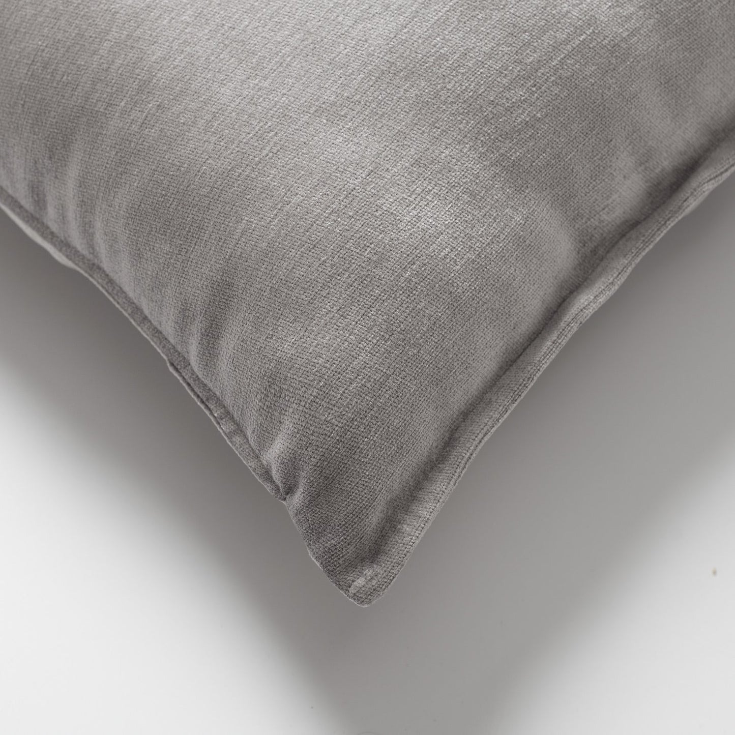 Eliza | Gray Textured Velvet-Look Flanged Lumbar 16''x24'' Throw Pillow Cover