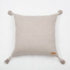 Loom | Taupe Solid Neutral Linen Blend Tassel Square 20''x20'' Throw Pillow Cover