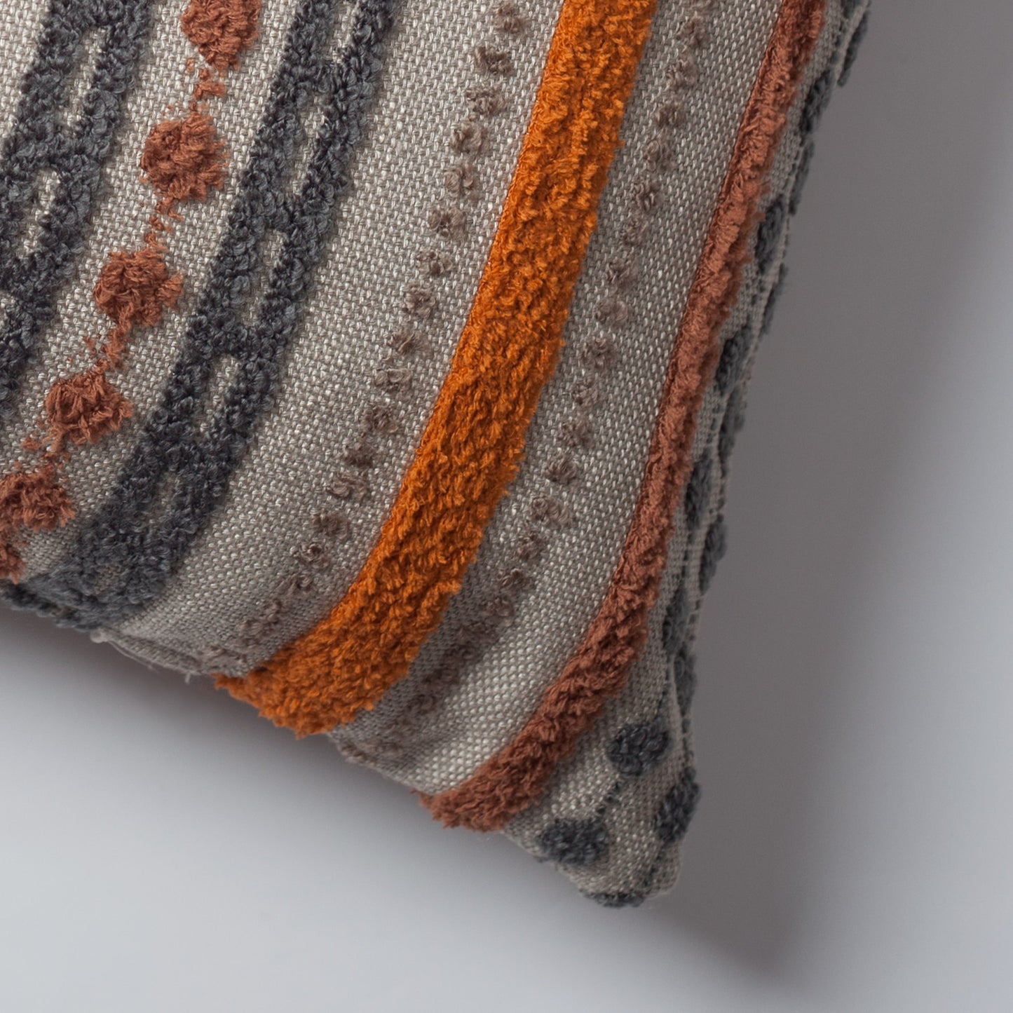 Nomad | Orange Linen Striped Long Lumbar 14"x28" Throw Pillow Cover