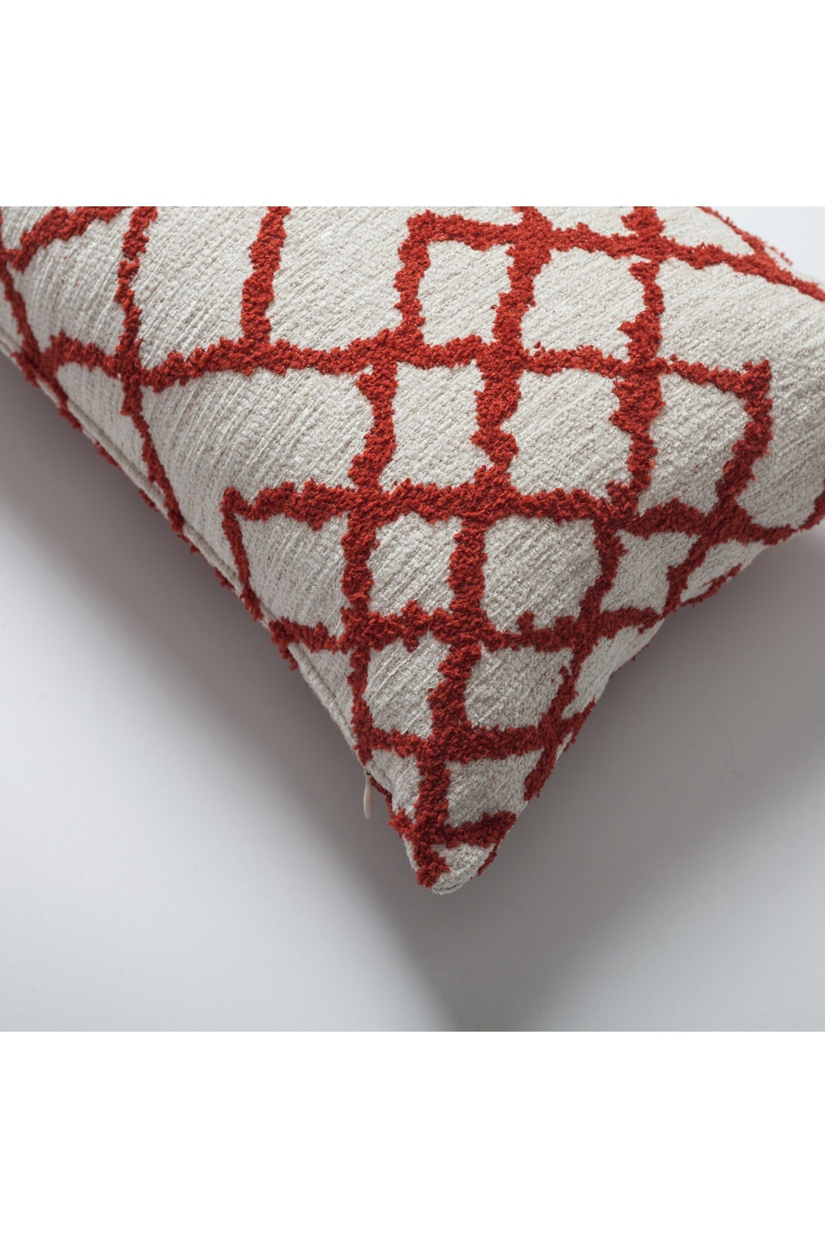 Maya | Red Kilim Patterned Tribal Boho Textured Lumbar 12''x20'' Throw Pillow Cover