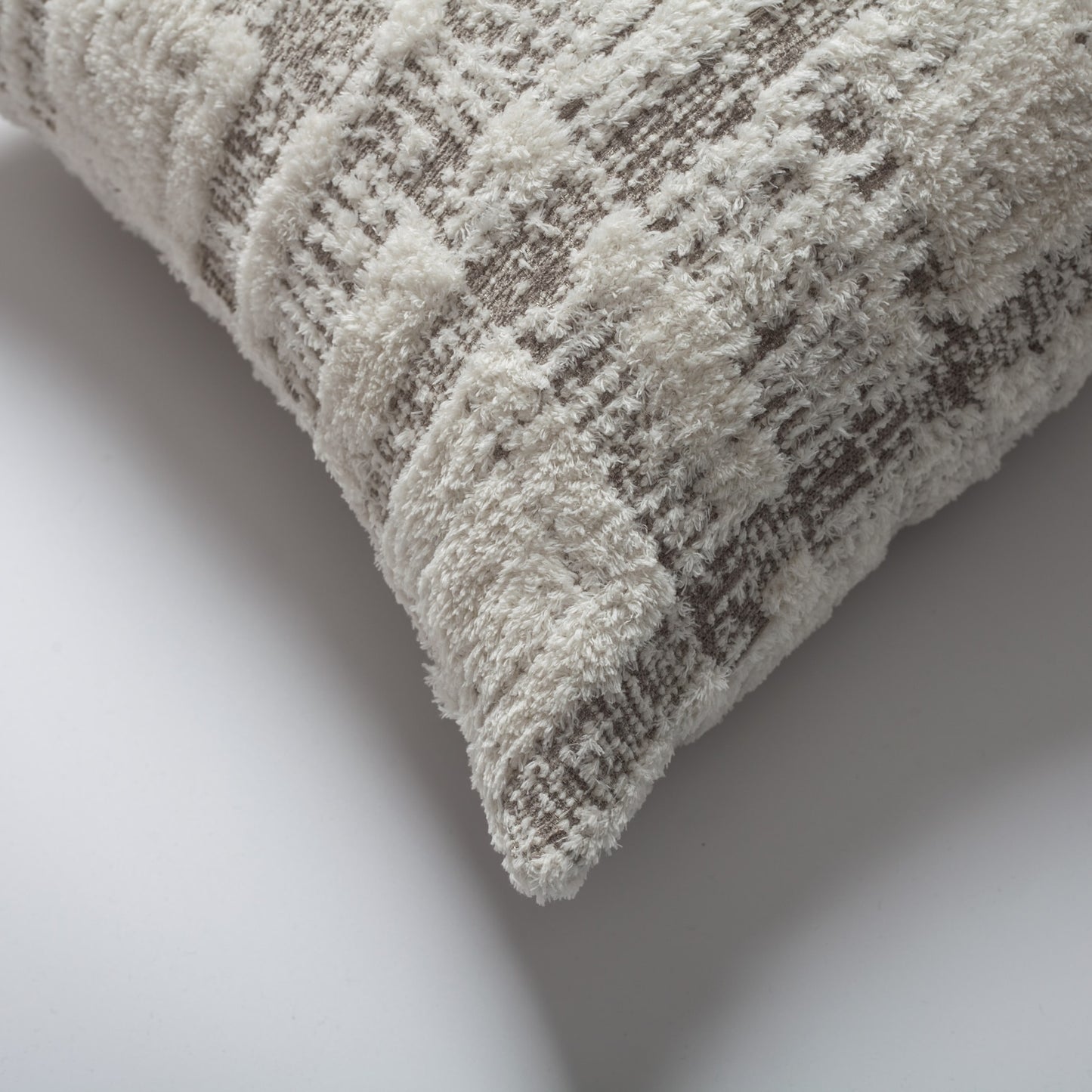 Argos | Neutral Woven Tufted Plaid Patterned Textured Square 18"x18'' Throw Pillow Cover