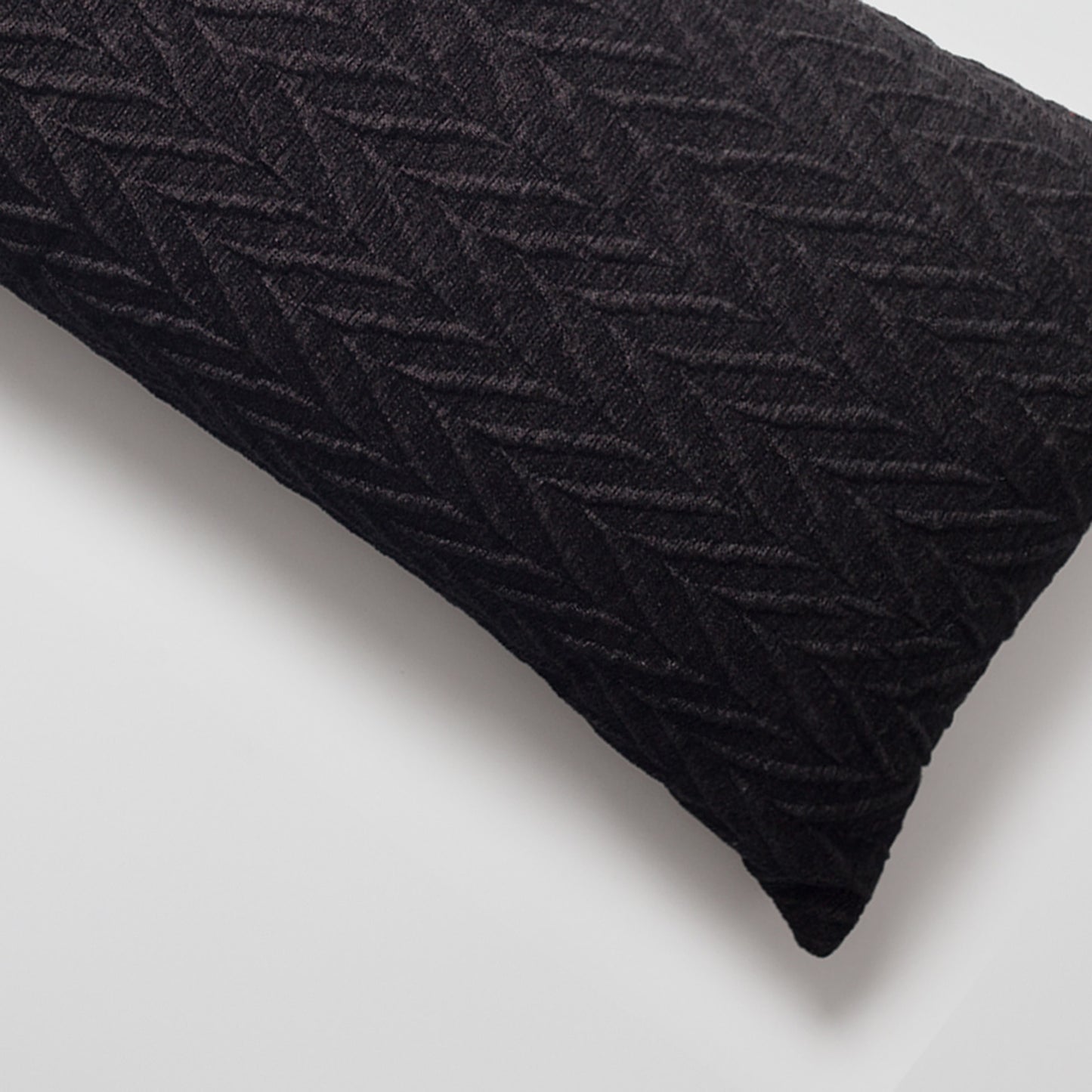 Cello | Black Textured Chevron Long Lumbar 14"x28" Throw Pillow Cover