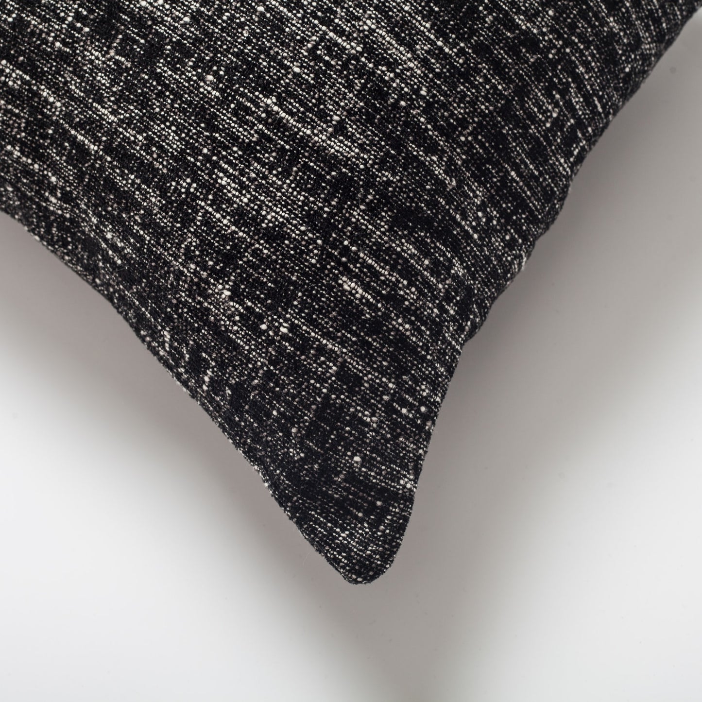 Flap | Black Textured Woven Lumbar 16''x24'' Throw Pillow Cover