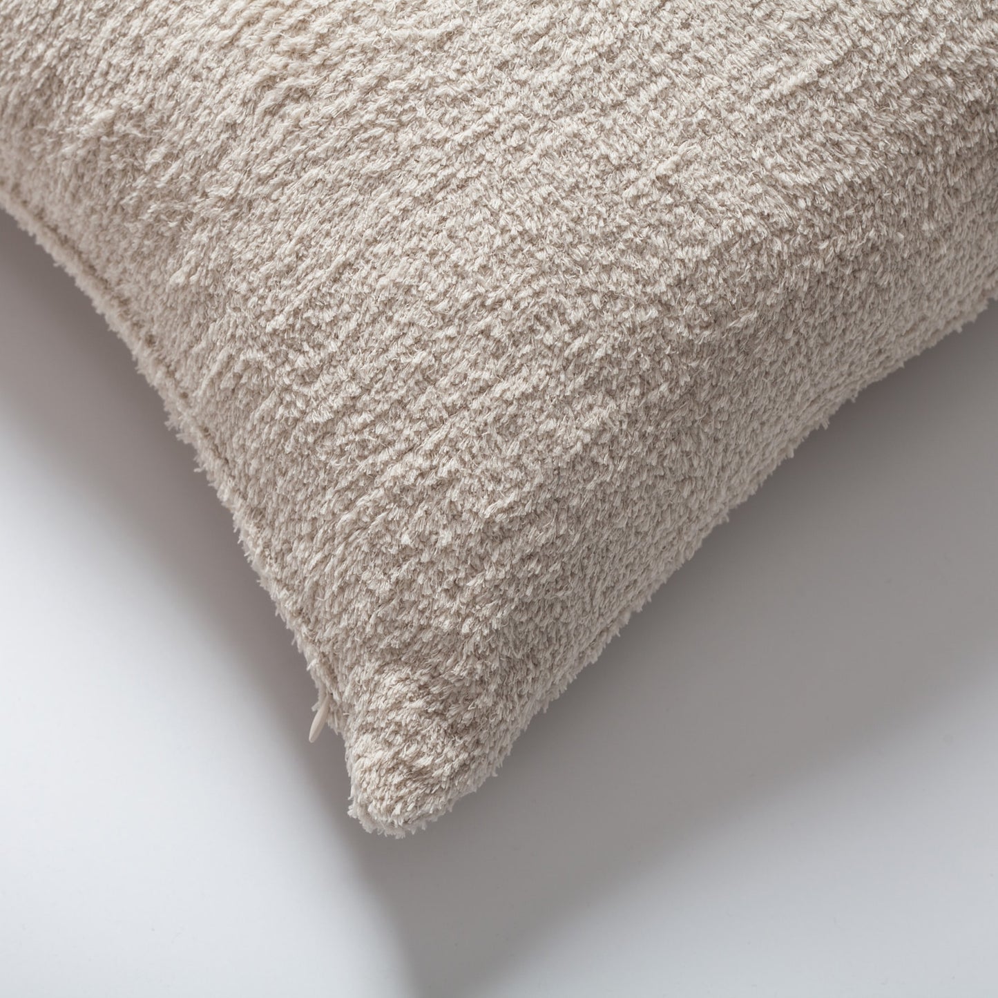 Cozy | Beige Plush Soft Textured Square 20''x20'' Throw Pillow Cover