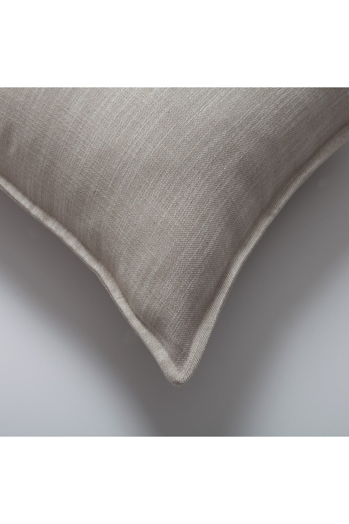 Porto | Beige Neutral Solid Linen-Blend Flanged Square 20''x20'' Throw Pillow Cover