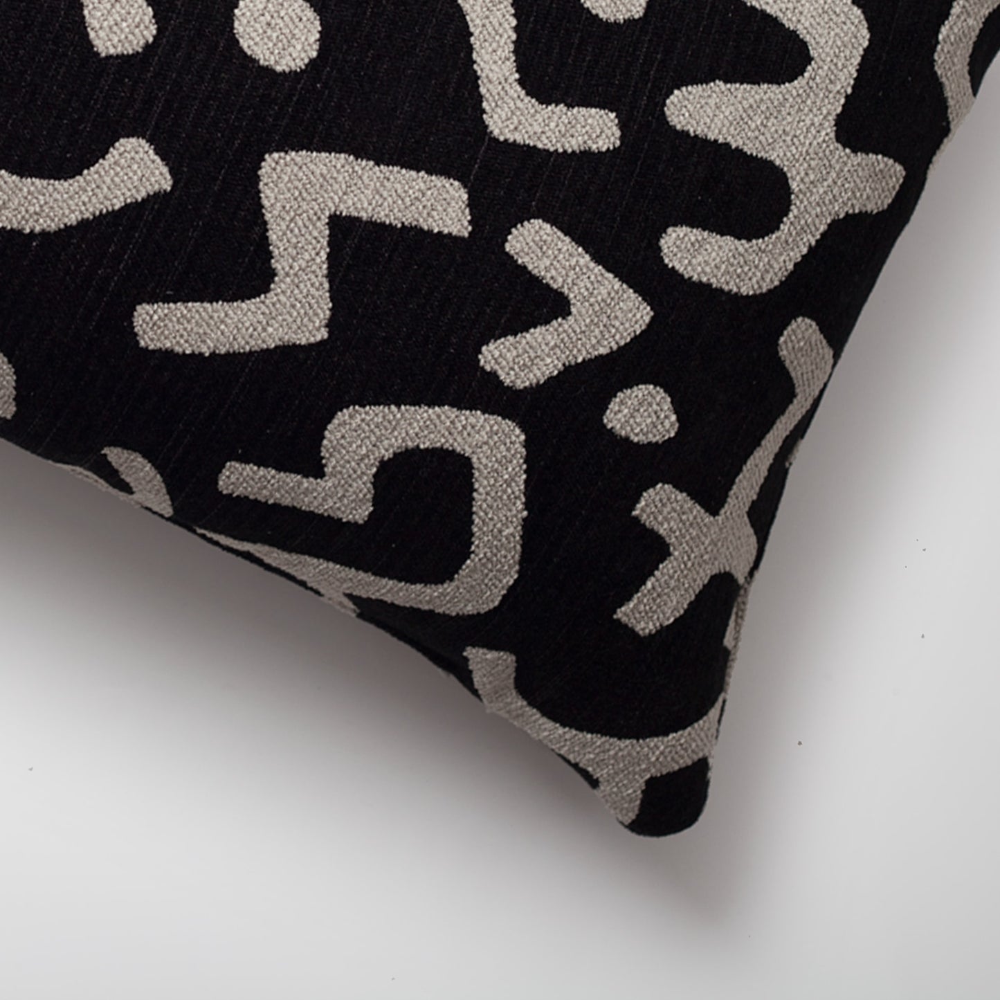 Nandos | Black African Mud Cloth Design Boucle Textured Long Lumbar 14"x28" Throw Pillow Cover