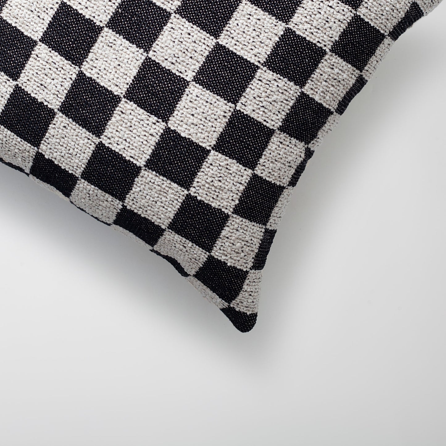 Mojo | Black and White Woven Checkered Square 18''x18'' Throw Pillow Cover
