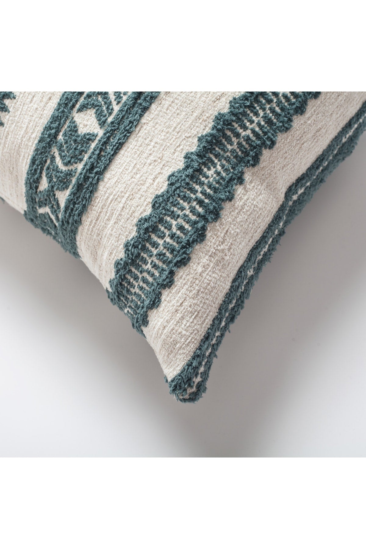Mitos | Teal Blue Tribal Ethnic Striped Lumbar 16''x24'' Throw Pillow Cover