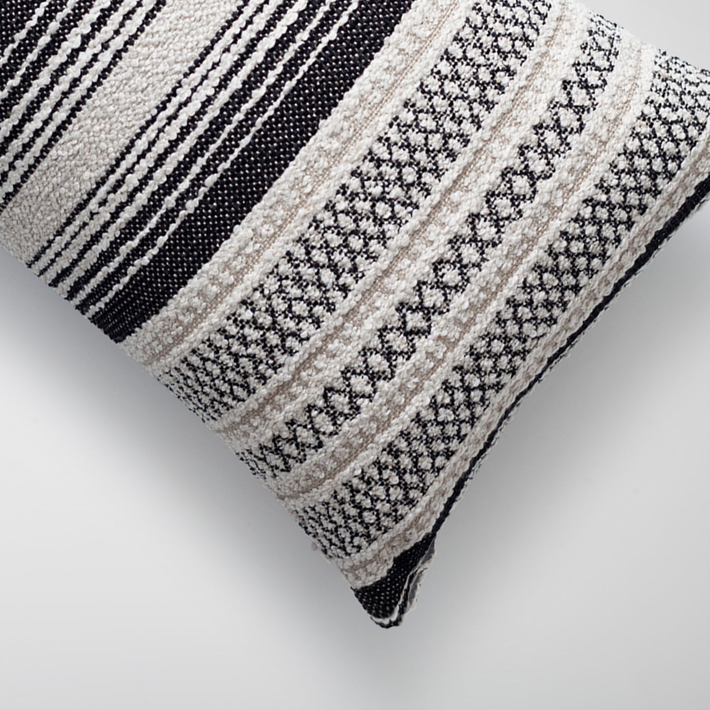 Gobi | Black and White Striped Textured Lumbar 12''x20'' Throw Pillow Cover