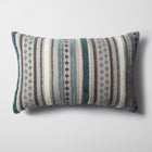 Nomad | Teal Blue Woven Linen Striped Lumbar 16''x24'' Throw Pillow Cover