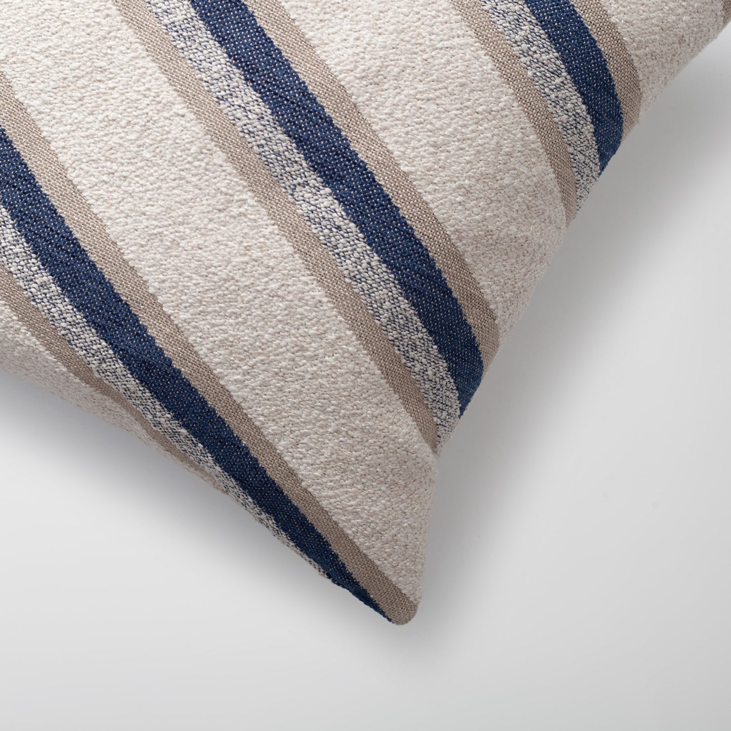 Oblique | Navy Blue Striped Boucle Textured Square 20''x20'' Throw Pillow Cover