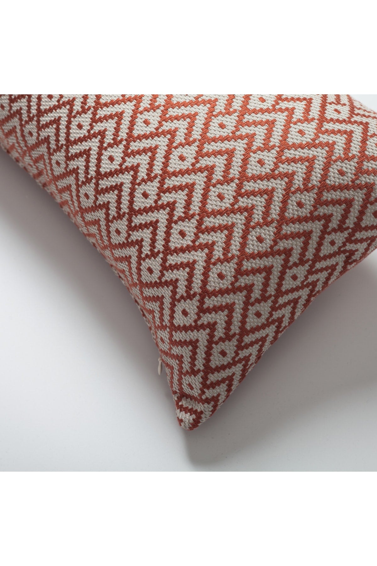 Gusto | Brick Red Modern Small-Scale Patterned Lumbar 12''x20'' Throw Pillow Cover
