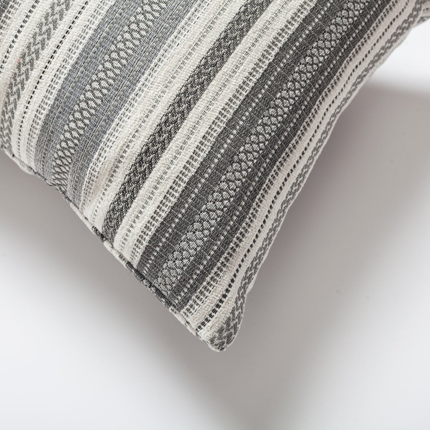 Boho | Gray Woven Striped Pattern Textured Lumbar 12"x20'' Throw Pillow Cover