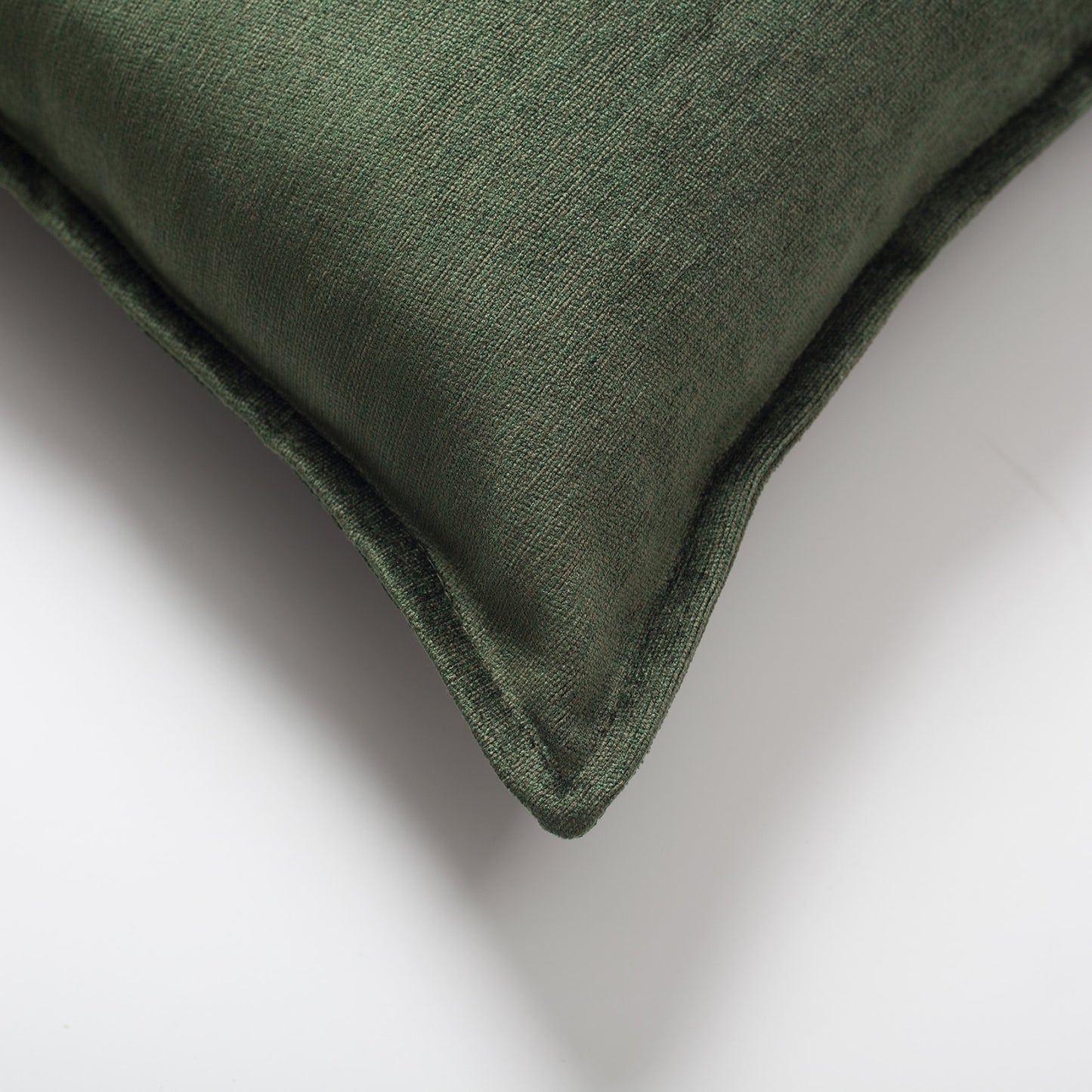 Eliza | Green Textured Velvet-Look Flanged Square 20''x20'' Throw Pillow Cover