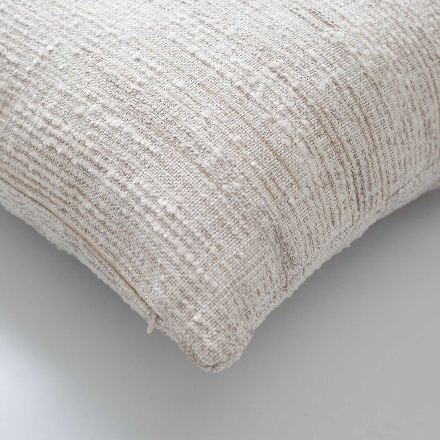 Lanzo | Neutral Boucle Textured Woven Square 18''x18'' Throw Pillow Cover