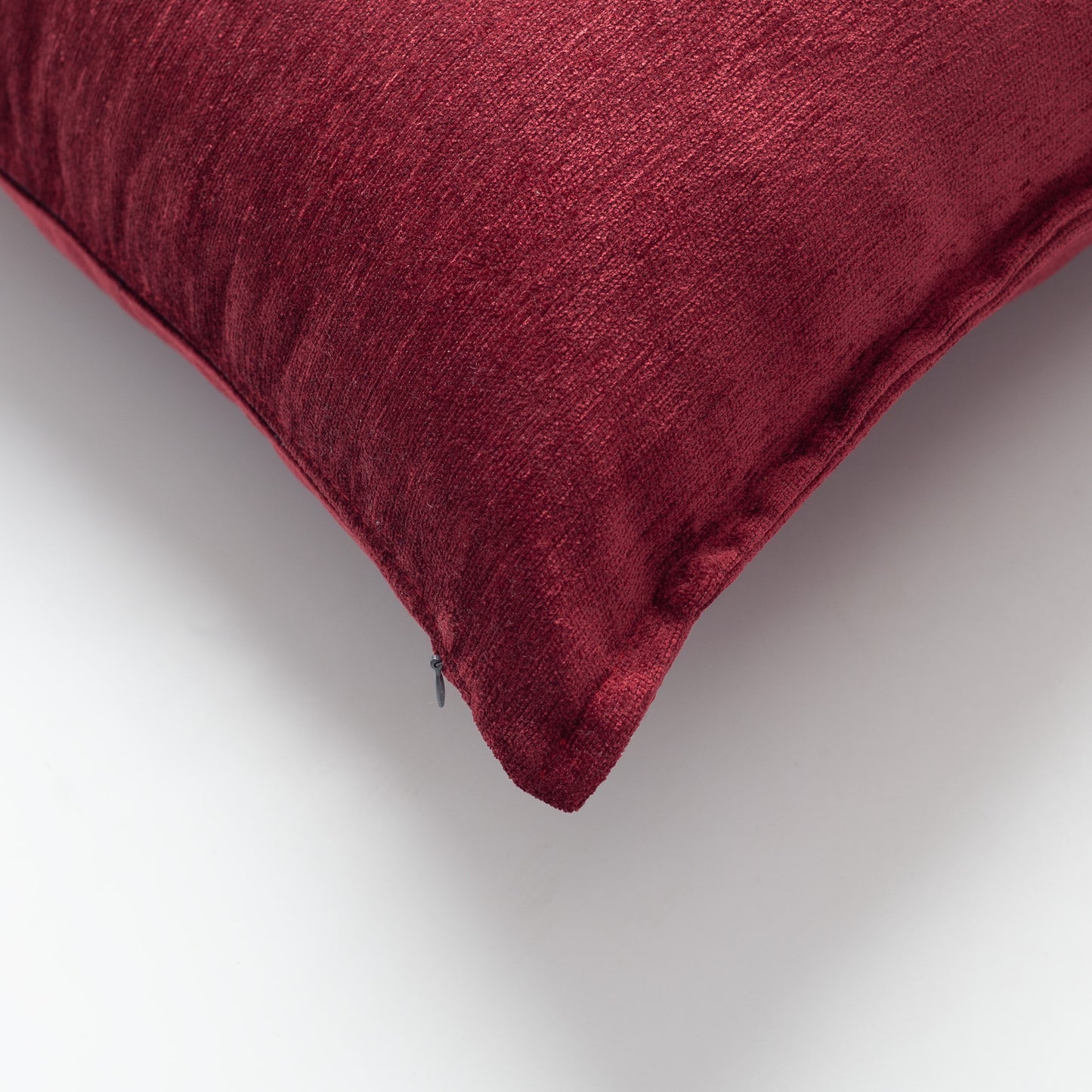Eliza | Burgundy Textured Velvet-Look Flanged Square 20''x20'' Throw Pillow Cover