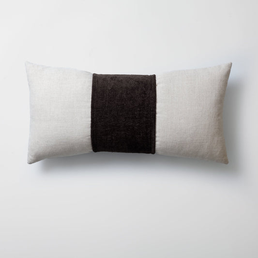 Belt | Dark Brown Fabric Belted Woven Long Lumbar 14"x28" Throw Pillow Cover