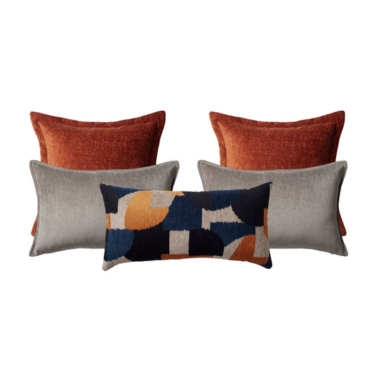 Borla & Otto | Set of 5 | Burnt Orange Throw Pillow Covers