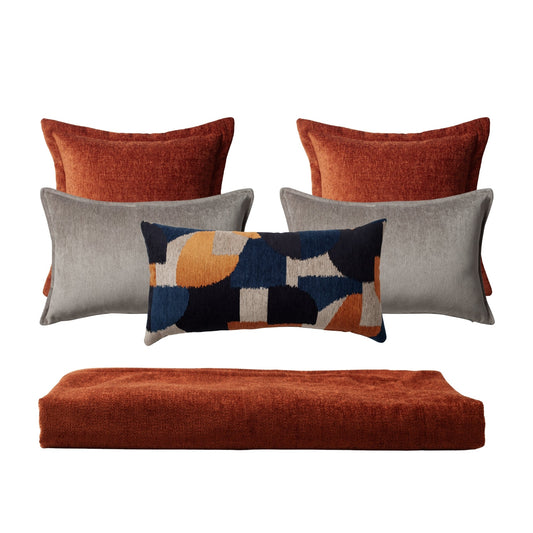 Borla & Otto | Set of 5 | Burnt Orange Bed Runner & Pillow Covers Set