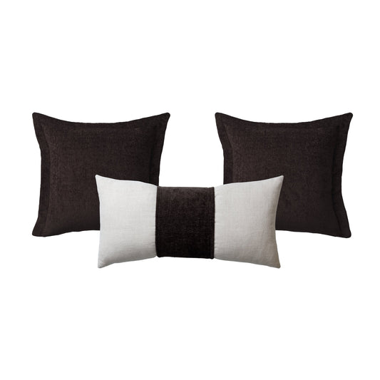 Borla & Belt | Set of 3 | Dark Brown Throw Pillow Covers