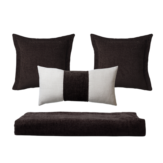 Borla & Belt | Set of 3 | Dark Brown Bed Runner & Pillow Covers Set