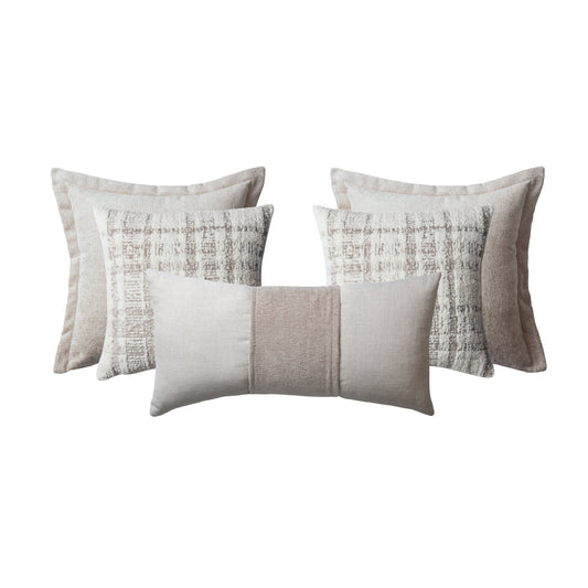 Borla & Argos | Set of 5 | Light Beige Throw Pillow Covers