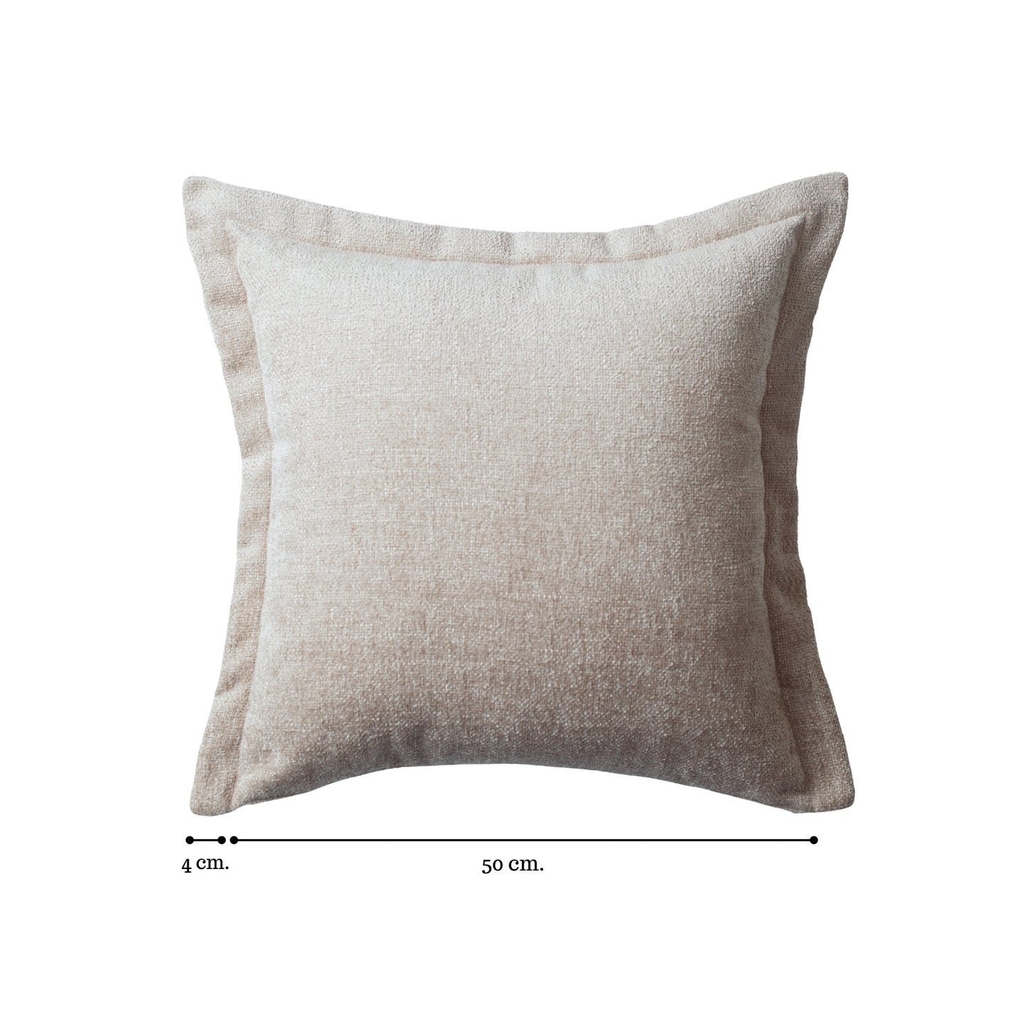 Light beige solid woven flanged square throw pillow cover 20"x20"
