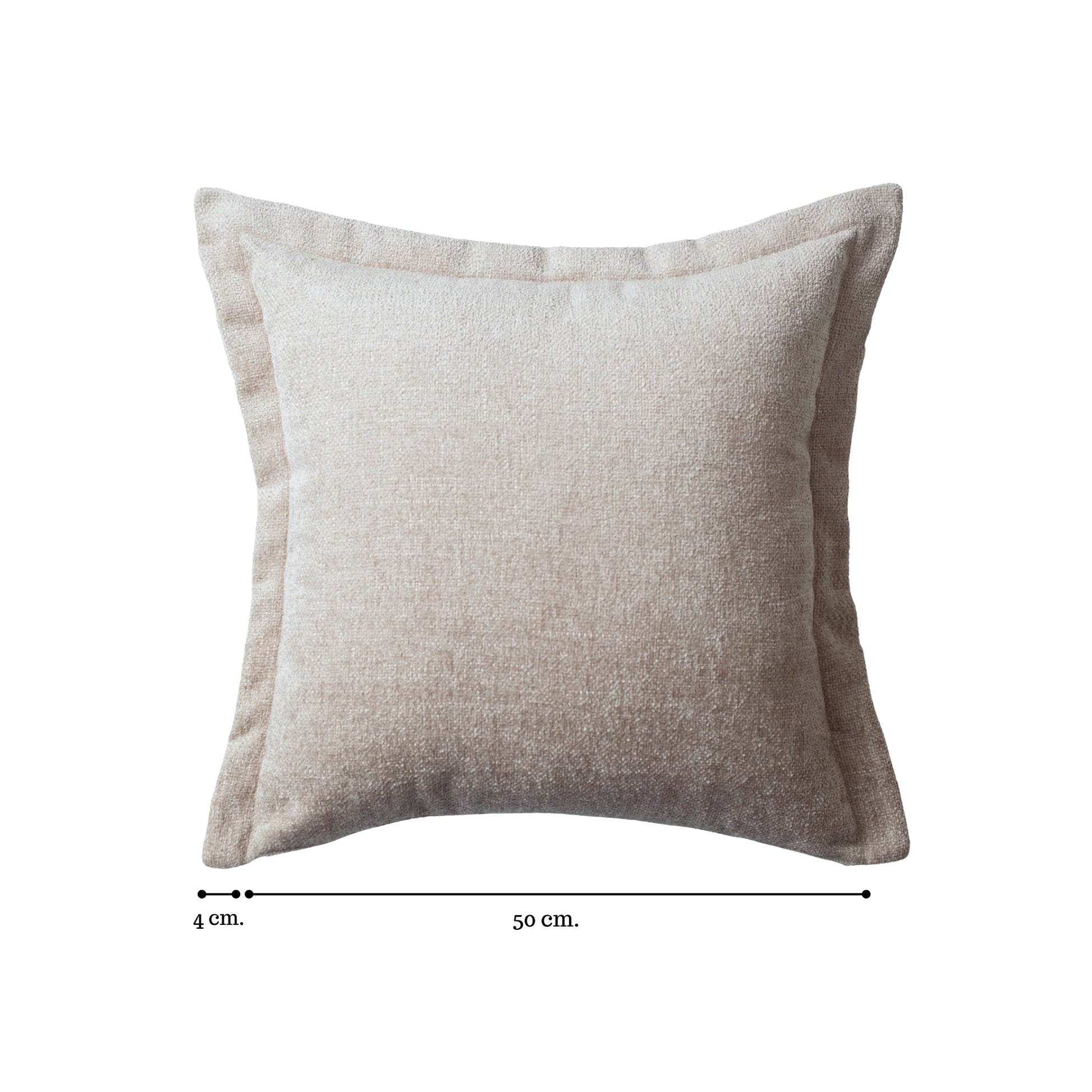 Light beige solid woven flanged square throw pillow cover 20"x20"