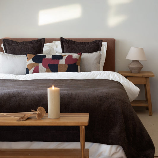 Borla & Otto | Set of 5 | Dark Brown Bed Runner & Pillow Covers Set