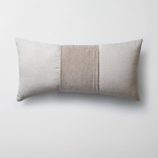 Belt | Light Beige Fabric Belted Woven Long Lumbar 14"x28" Throw Pillow Cover