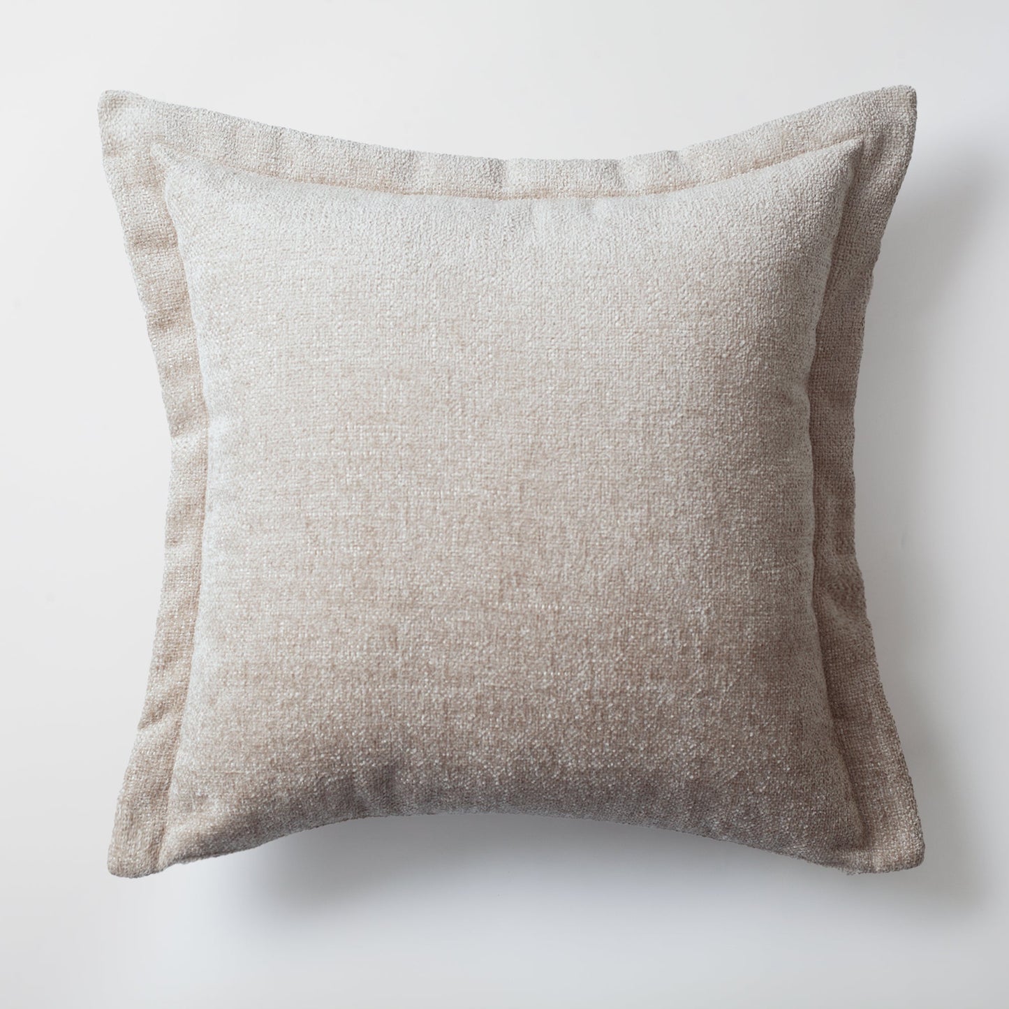 Light beige solid woven flanged square throw pillow cover 20"x20"