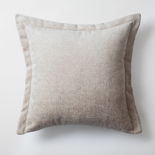 Borla | Light Beige Solid Woven Flanged Square 20''x20'' Throw Pillow Cover
