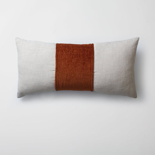 Belt | Burnt Orange Fabric Belted Woven Long Lumbar 14"x28" Throw Pillow Cover