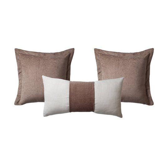 Borla & Belt | Set of 3 | Light Brown Throw Pillow Covers