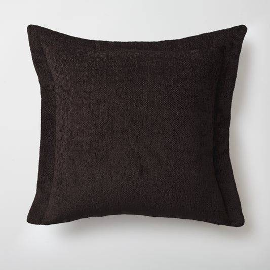 Borla | Dark Brown Solid Woven Flanged Square 20''x20'' Throw Pillow Cover