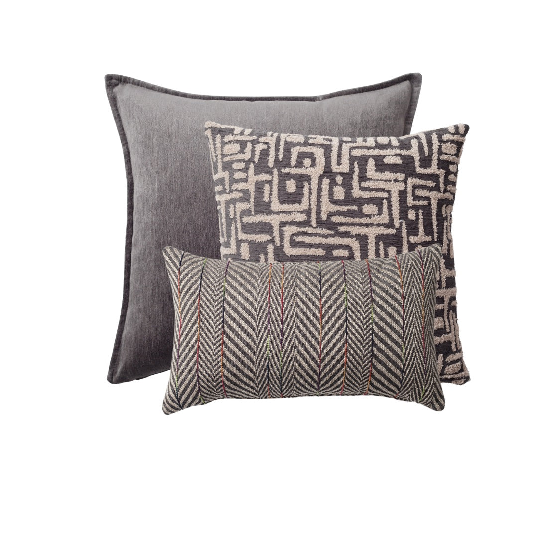 Eliza & Sense | Set of 3 | Dark Gray Throw Pillow Covers