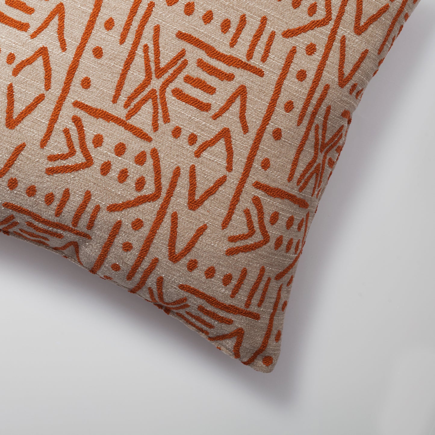 Orange ethnic tribal boucle woven throw pillow cover 18"x18"