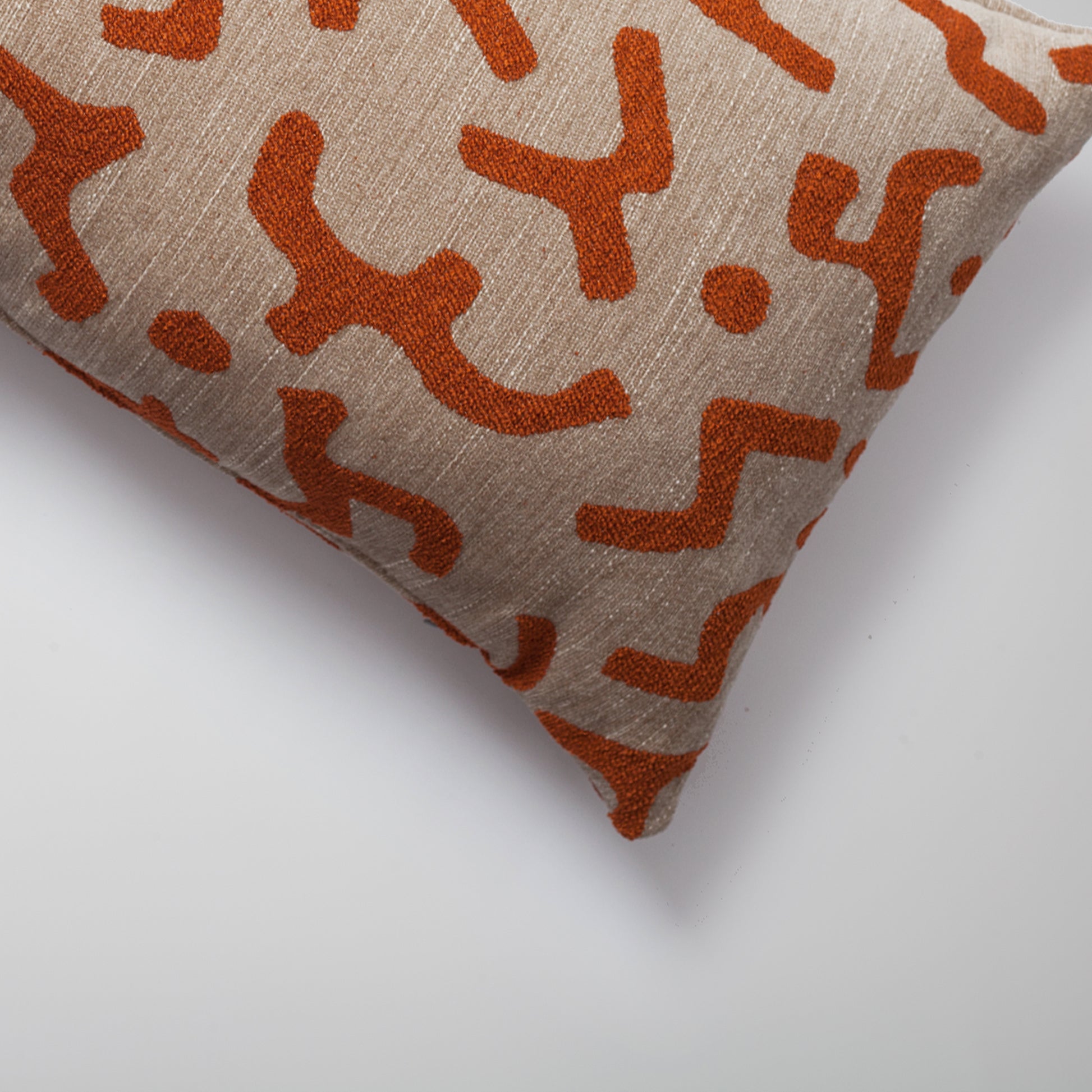 Burnt orange mud cloth design boucle throw pillow cover 14"x28"